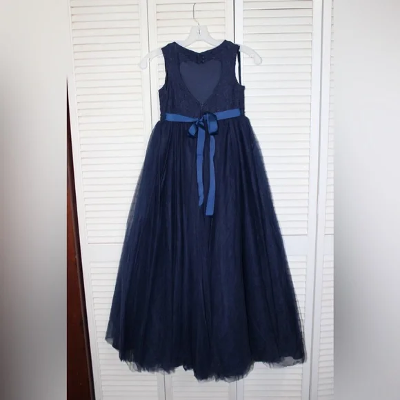 david's bridal navy blue dress Baby Girls Smocked Classic Navy Dress for Portraits and Special Occasi